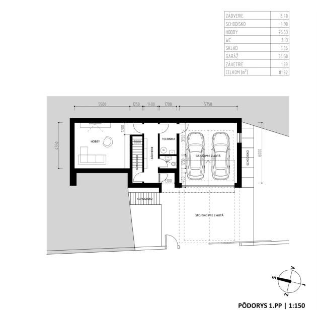 Rodinný dom – pôdorys 1.PP